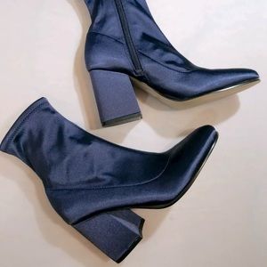 Marc Fisher Blue Satin Sock Boot ICELA-T